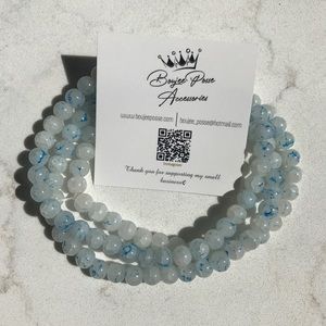 Pale Blue Marble Style Beads